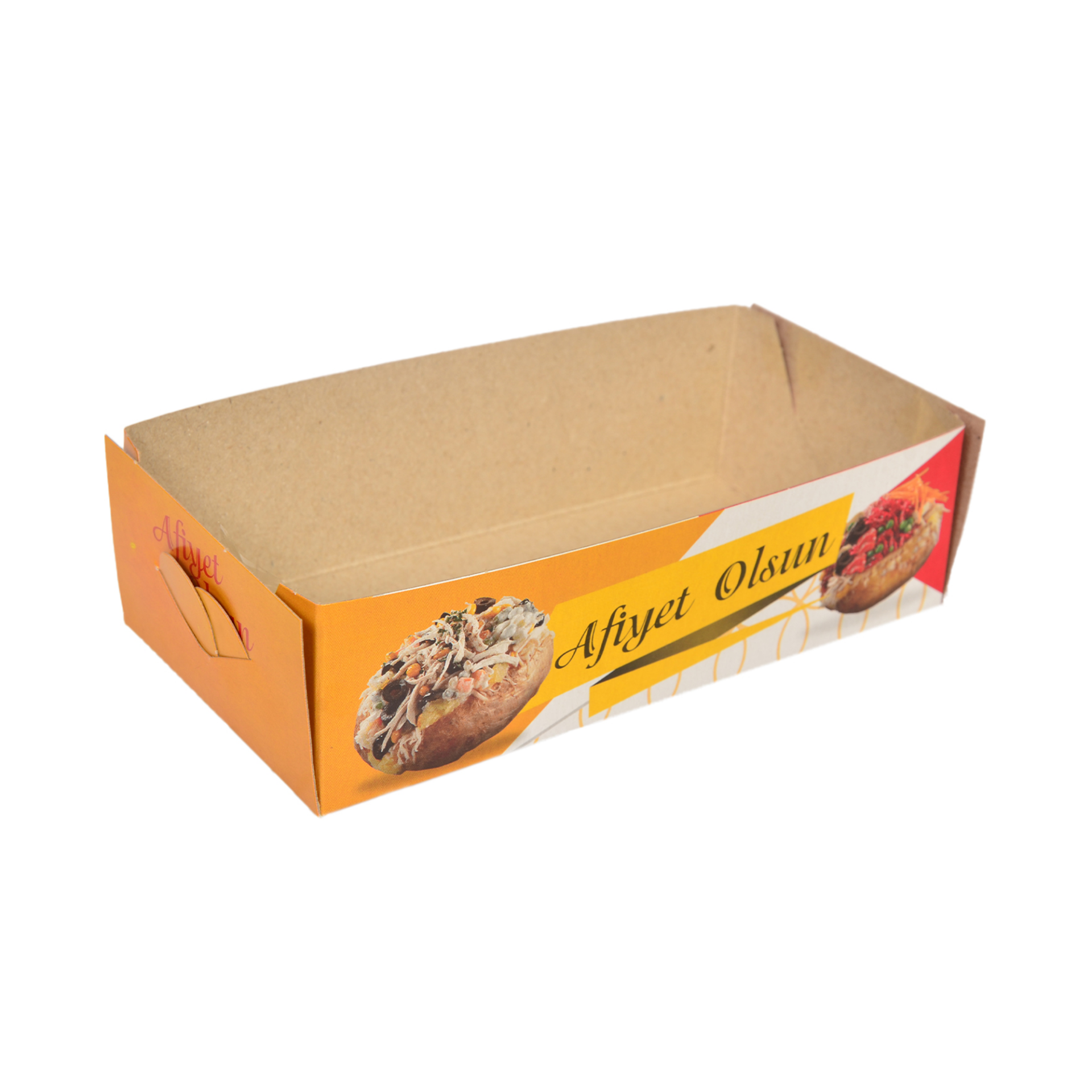 Miyo Ambalaj Baskılı Kumpir Kutusu 500'lü Paket | 7,6x14,4x5 cm