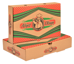 Miyo Ambalaj Baskılı Pide Kutusu 100'lü Paket | 16,5x25,5x5 Cm