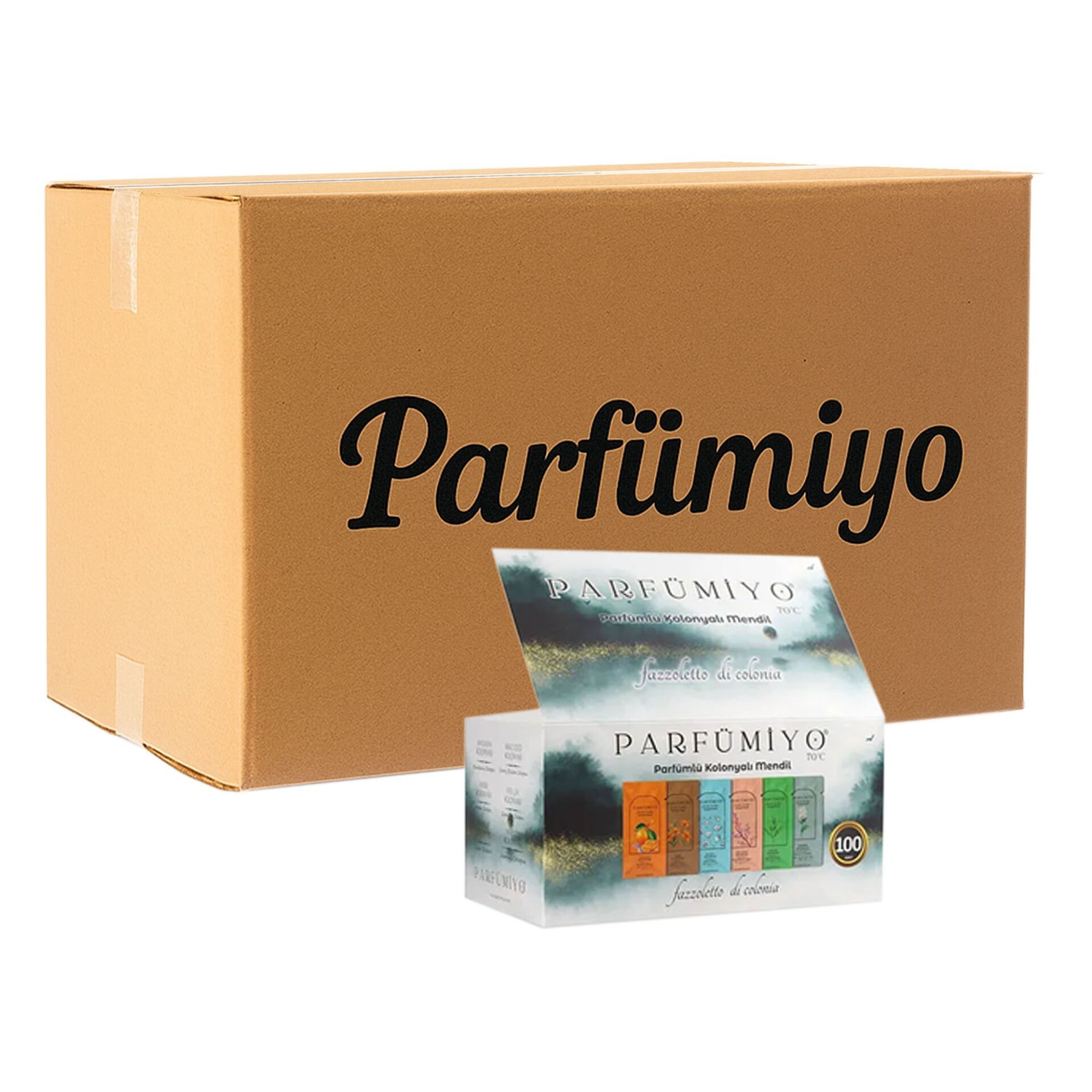 Parfümiyo 70°C Kolonyalı Mendil 100'lü Paket 20 Adet (Koli)